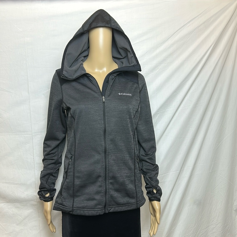 Columbia Women’s Hoodie Jacket. Size Small. Heathered Charcoal Gray. Zip Front.